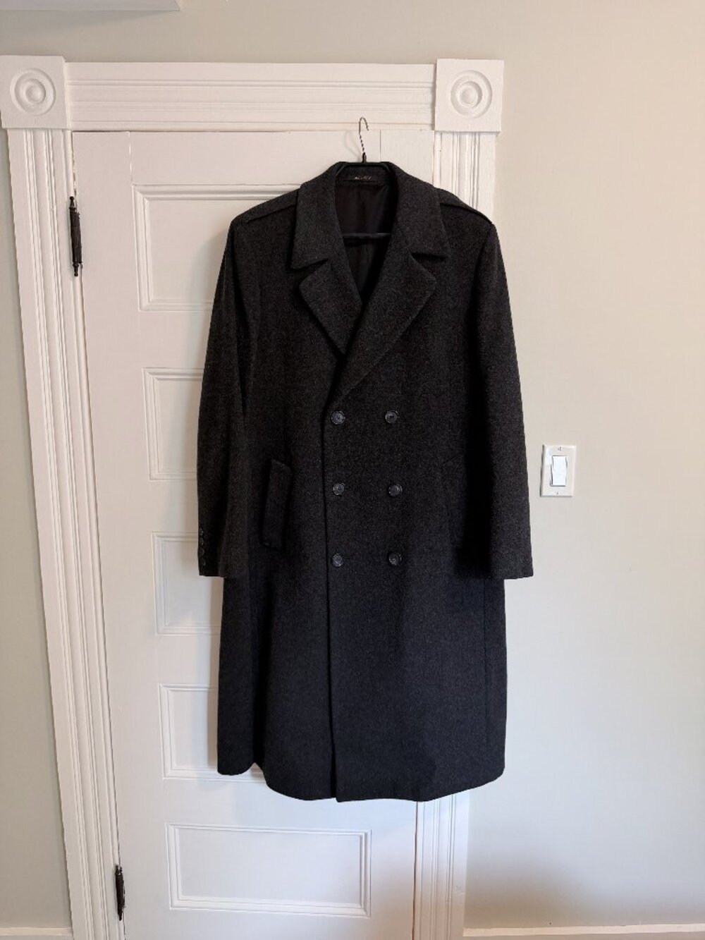 Vintage London Fog Made in USA 100% Charcoal Grey Double Breasted Overcoat